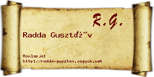 Radda Gusztáv névjegykártya
